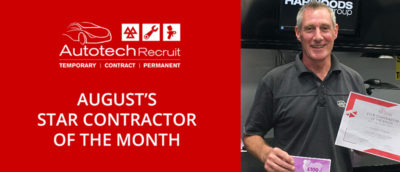 Autotech Recruit August’s star contractor of the month Richard holding his certificate and prize