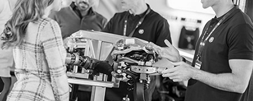 Autotech Recruit teering and suspension ZF training A man delivering training on steering and suspension