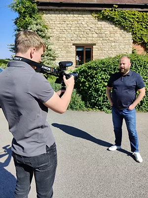 Dylan’s work experience at Autotech Recruit 2 Dylan filming Andrew Jolly during his work experience