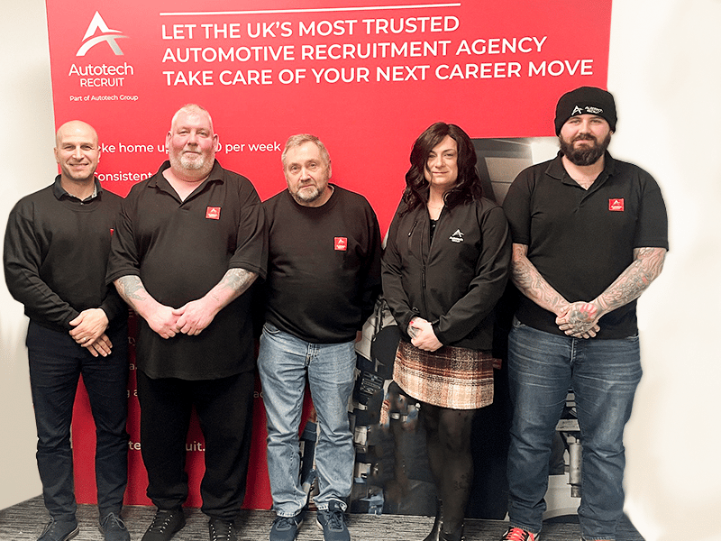 Meet our Autotech Recruit Ambassadors for 2023 - from left to right there is Robert, Steven, John, Kay and Kyle