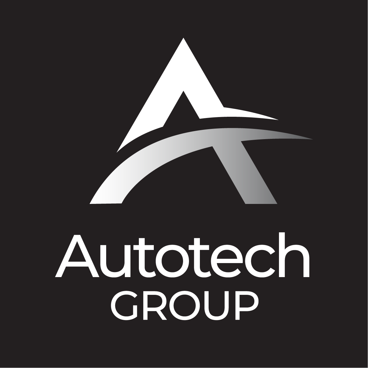 Image of the Autotech Group white and grey logo with text on a black background with the words saying Autotech Group.
