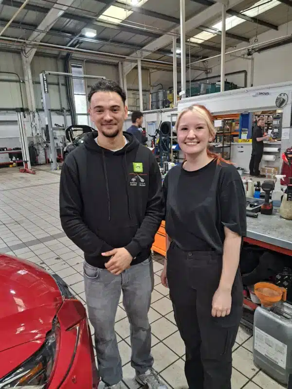 Autotech Academy's dedicated Toyota Talent Manager Terrell Lloyd-Conlon with Nicole Amy from Snows Lexus who is part of the Toyota Talent internship initiative 